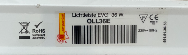 freistrahlende Lichtleiste 2x36W, EVG